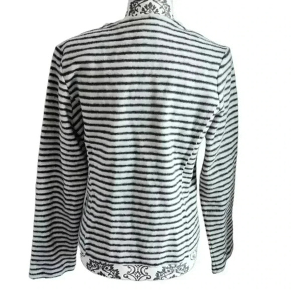DOLAN by Anthropologie Moto Jacket  Brushed Fleece Grey White Stripe Women's Med - Picture 3 of 11